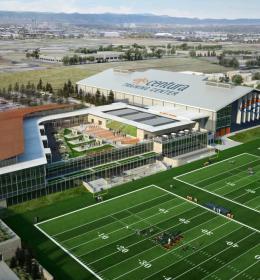 Rendering of the exterior of the Denver Broncos Training Facility